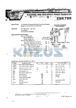 2SK798 datasheet - N CHANNEL MOS FIELD POWER TRANSISTOR