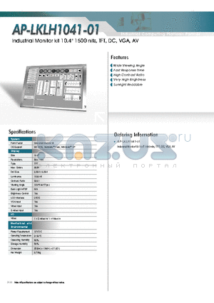 AP-LKLH1041-01 datasheet - Industrial Monitor kit 10.4 1500 nits, TFT, DC, VGA, AV