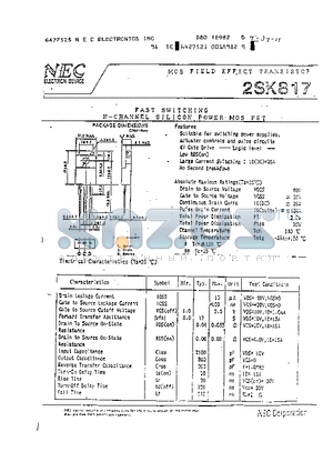 2SK817 datasheet - MOS FIELD EFFECT TRANSISTOR