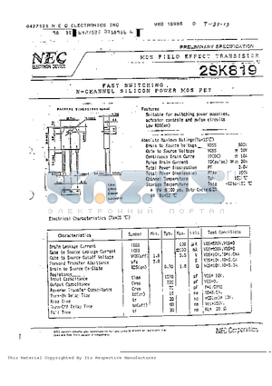 2SK819 datasheet - FAST SWITCHING N-CHANNEL SILICON POWER MOS FET