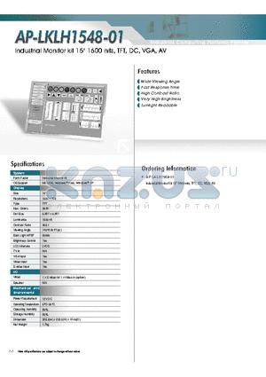 AP-LKLH1548-01 datasheet - Industrial Monitor kit 15 1600 nits, TFT, DC, VGA, AV
