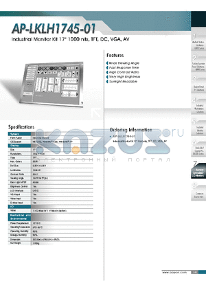 AP-LKLH1745-01 datasheet - Industrial Monitor Kit 17 1000 nits, TFT, DC, VGA, AV