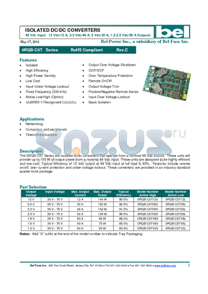 0RQB-C5T050 datasheet - ISOLATED DC/DC CONVERTERS