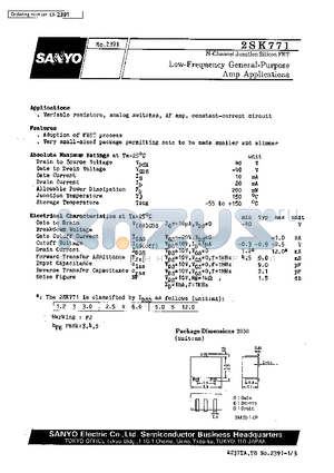 2SK771 datasheet - Low-Frequency General-Purpose Amp Applications