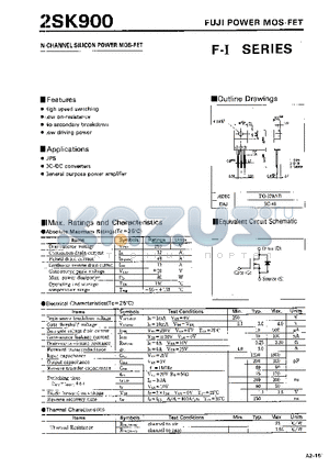 2SK900 datasheet - N-CHANNEL SILICON POWER MOSFET