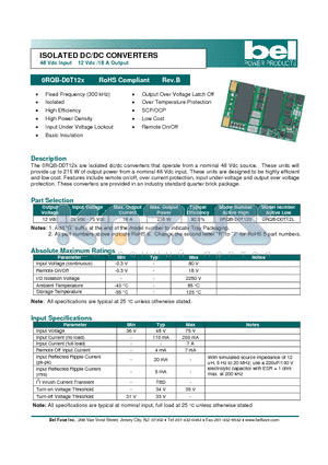0RQB-D0T120 datasheet - ISOLATED DC/DC CONVERTERS