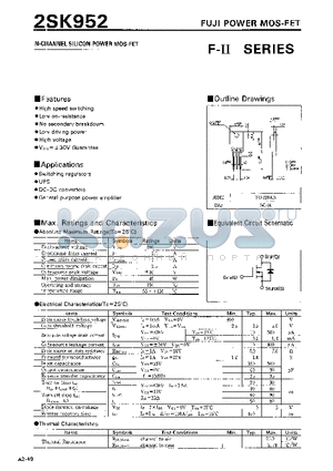 2SK952 datasheet - N-CHANNEL SILICON POWER MOSFET