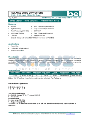 0RQB-Q8S120 datasheet - ISOLATED DC/DC CONVERTERS