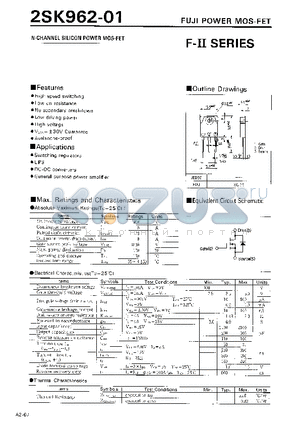 2SK962 datasheet - N-Channel Silicon Power MOS-FET