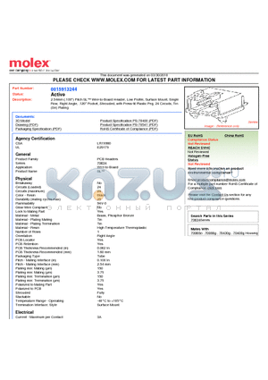 15-91-3244 datasheet - 2.54mm (.100) Pitch SL Wire-to-Board Header, Low Profile, Surface Mount, Single Row, Right Angle, .120 Pocket, Shrouded, with Press-fit Plastic Peg, 24 Circuits