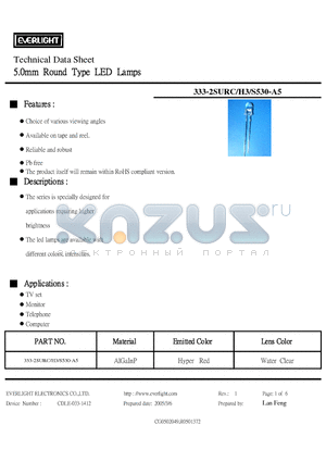 2SURC-H3-S530-A5 datasheet - 5.0mm Round Type LED Lamps