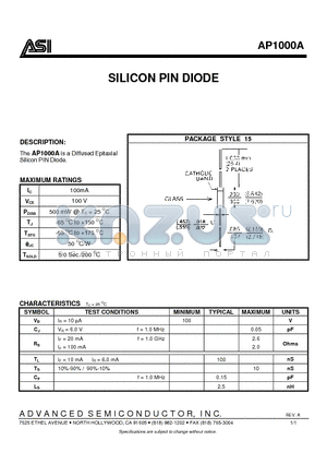 AP1000A datasheet - SILICON PIN DIODE