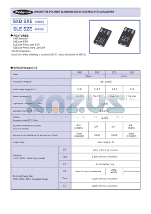 2SXB220M datasheet - CONDUCTIVE POLYMER ALUMINUM SOLID ELECTROLYTIC CAPACITORS