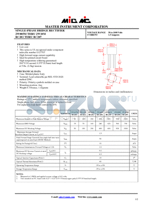 2W005M datasheet - SINGLE-PHASE BRIDGE RECTIFIER