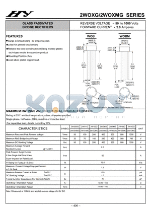 2W01G datasheet - GLASS PASSIVATED BRIDGE RECTIFIERS