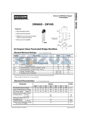 2W02G datasheet - 2.0 Ampere Glass Passivated Bridge Rectifiers