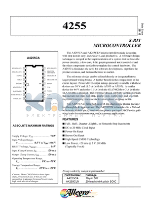 A4255CA datasheet - 8-BIT MICROCONTROLLER