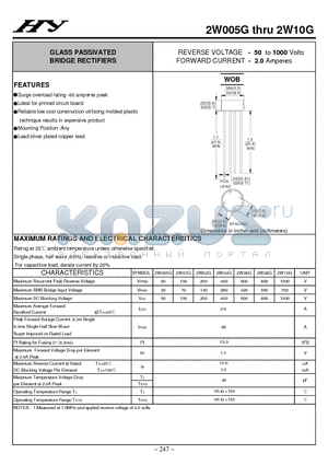 2W04G datasheet - GLASS PASSIVATED BRIDGE RECTIFIERS