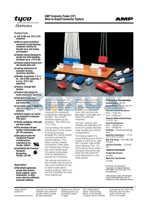 1-1123722-4 datasheet - AMP Economy Power (EP) Wire-to-Board Connector System