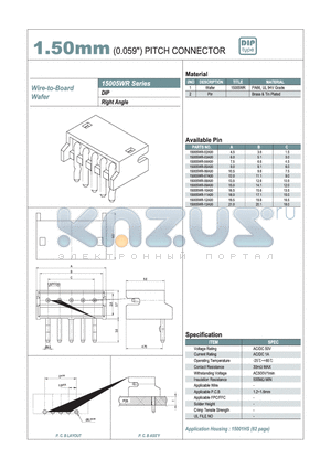 15005WR-02A00 datasheet - 1.50mm PITCH CONNECTOR