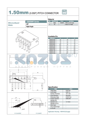 15005WR-10A00 datasheet - 1.50mm PITCH CONNECTOR