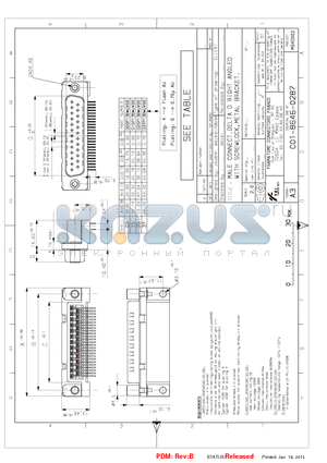 C01-8646-0287 datasheet - MALE CONNECT. DELTA D RIGHT ANGLED WITH SCREWLOCK, METAL BRACKET.