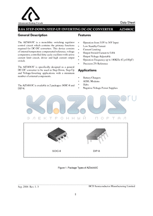 AZ34063CMTR-E1 datasheet - 0.8A STEP-DOWN/STEP-UP/INVERTING DC-DC CONVERTER