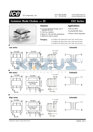 C02-0007-01-00 datasheet - Common Mode Chokes - EE