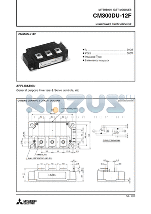 CM300DU-12F datasheet - IGBT MODULES HIGH POWER SWITCHING USE