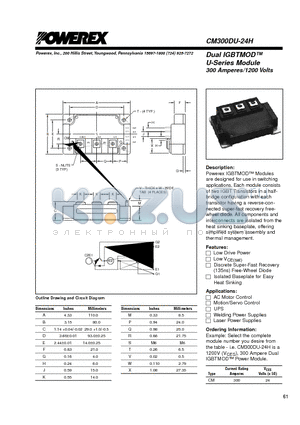 CM300DU-24H datasheet - Dual IGBTMOD 300 Amperes/1200 Volts