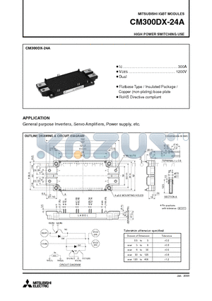 CM300DX-24A datasheet - IGBT MODULES HIGH POWER SWITCHING USE