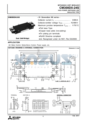 CM300DX-24S datasheet - HIGH POWER SWITCHING USE INSULATED TYPE
