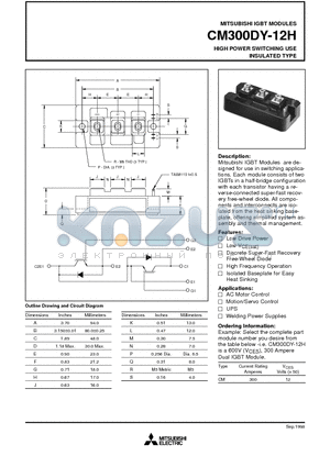 CM300DY-12H datasheet - HIGH POWER SWITCHING USE INSULATED TYPE