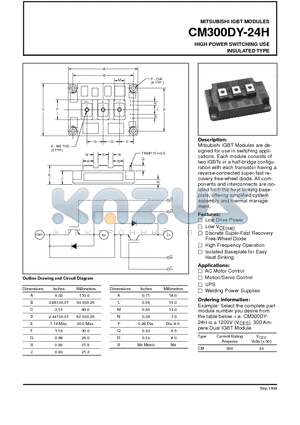 CM300DY-24H datasheet - HIGH POWER SWITCHING USE INSULATED TYPE