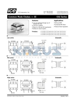 C02-1000-02-00 datasheet - Common Mode Chokes - EE