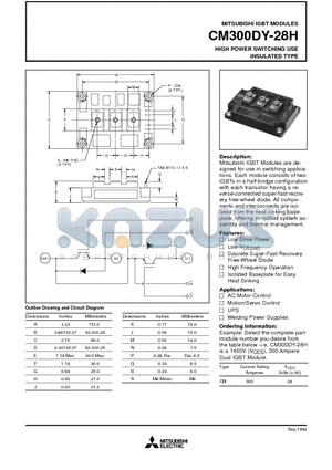 CM300DY-28H datasheet - HIGH POWER SWITCHING USE INSULATED TYPE