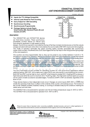 CD54ACT163 datasheet - CD54ACT161 CD74ACT161