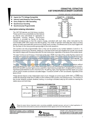 CD54ACT163F3A datasheet - 4-BIT SYNCHRONOUS BINARY COUNTERS