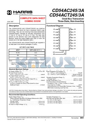 CD54ACT245 datasheet - Octal-Bus Transceiver Three-State, Non-Inverting