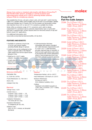 15020-0051 datasheet - Premo-Flex Flat Flex Cable Jumpers