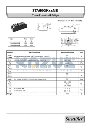 3TA60GKXXNB datasheet - Three Phase Half Bridge