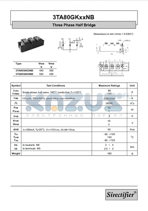 3TA80GK04NB datasheet - Three Phase Half Bridge