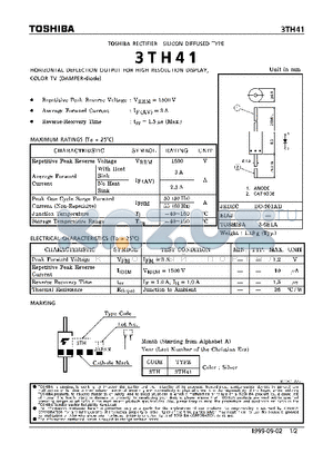 3TH41 datasheet - SILICON DIFFUSED TYPE (HORIZONTAL DEFLECTION OUTPUT FOR HIGH RESOLUTION DISPLAY, COLOR TV)