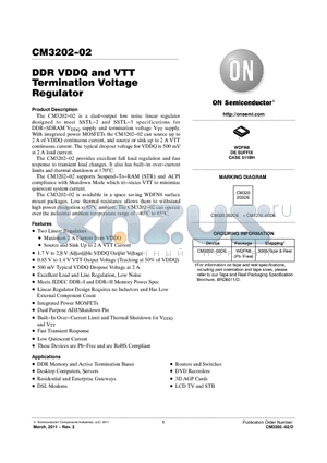 CM3202-02DE datasheet - DDR VDDQ and VTT Termination Voltage Regulator