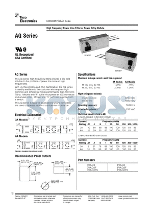 3VAQ3 datasheet - High Frequency Power Line Filter or Power Entry Module