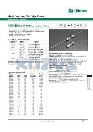 217005.P datasheet - Available in Cartridge and Axial Lead Form