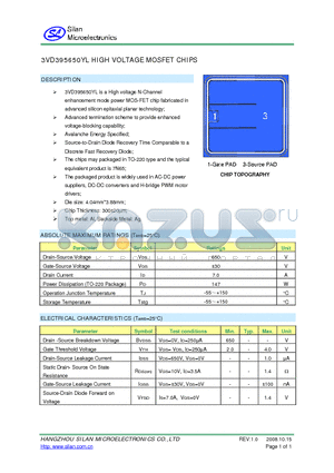3VD395650YL datasheet - HIGH VOLTAGE MOSFET CHIPS