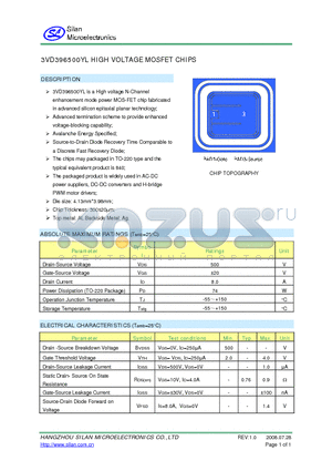 3VD396500YL datasheet - HIGH VOLTAGE MOSFET CHIPS