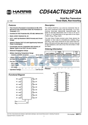 CD54ACT623F3A datasheet - Octal Bus Transceiver Three-State, Non-Inverting