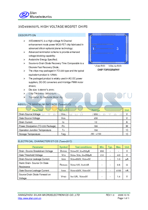 3VD499650YL datasheet - HIGH VOLTAGE MOSFET CHIPS